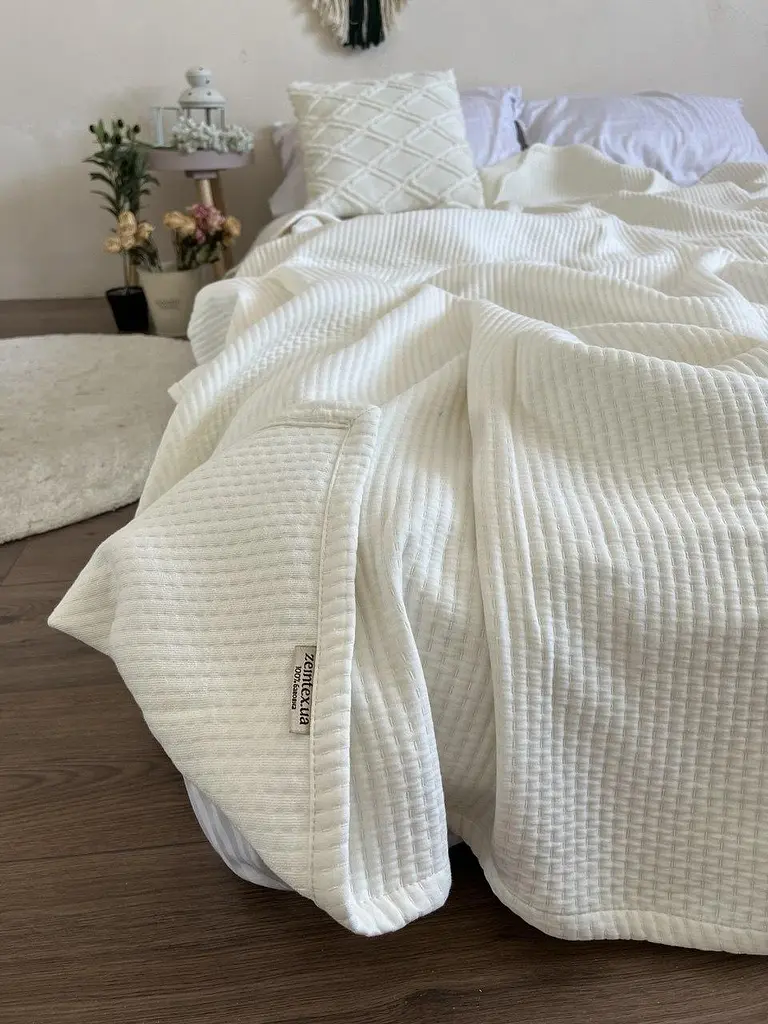 Покривало Zeintex Oslo бавовняне стьобане молочне 230х260 см - фото 9