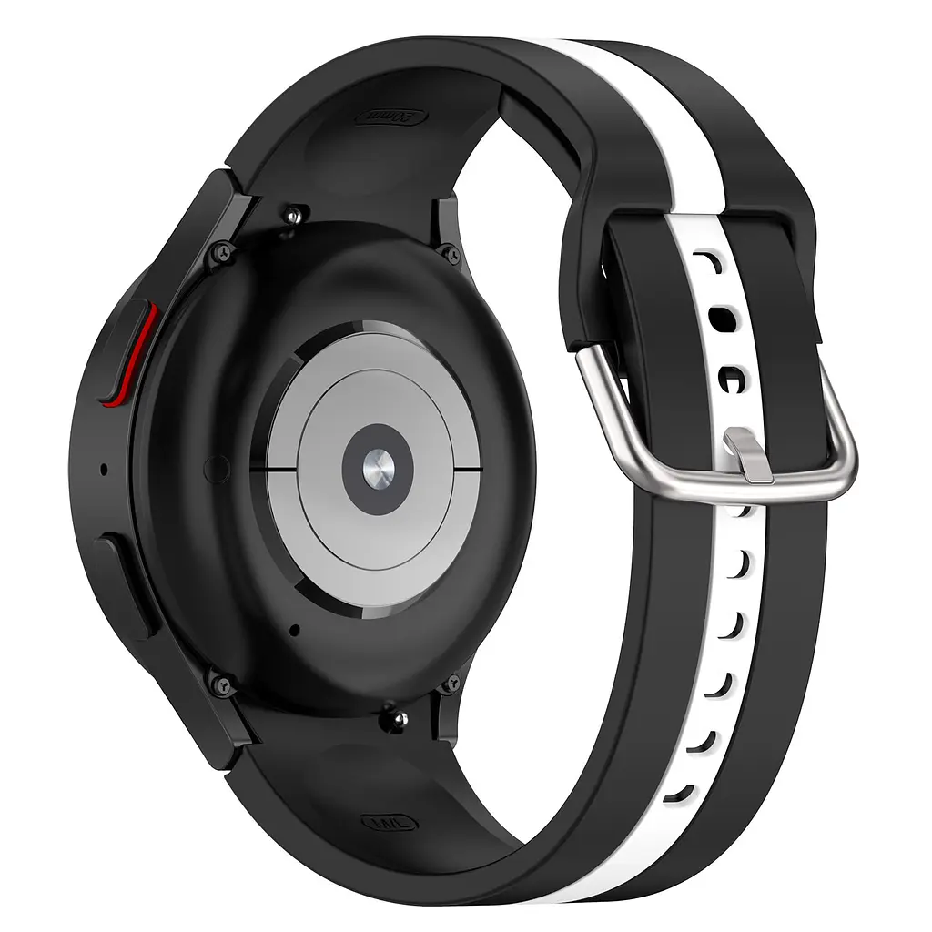 Ремешок для Samsung Galaxy Watch 5 Pro 45mm - черно-белый ширина крепления 20мм силикон Watchbands D2 (W17-1WB67753177) - фото 2