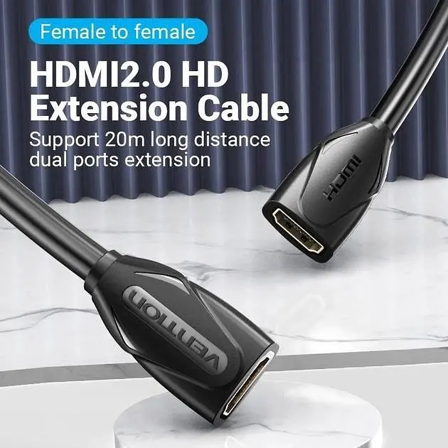 Удлинитель HDMI-HDMI v.2.0 Vention M/M PVC Shell 4K 60Hz 18Gbps gold-plated 0.5m Black (AAXBD) - фото 3