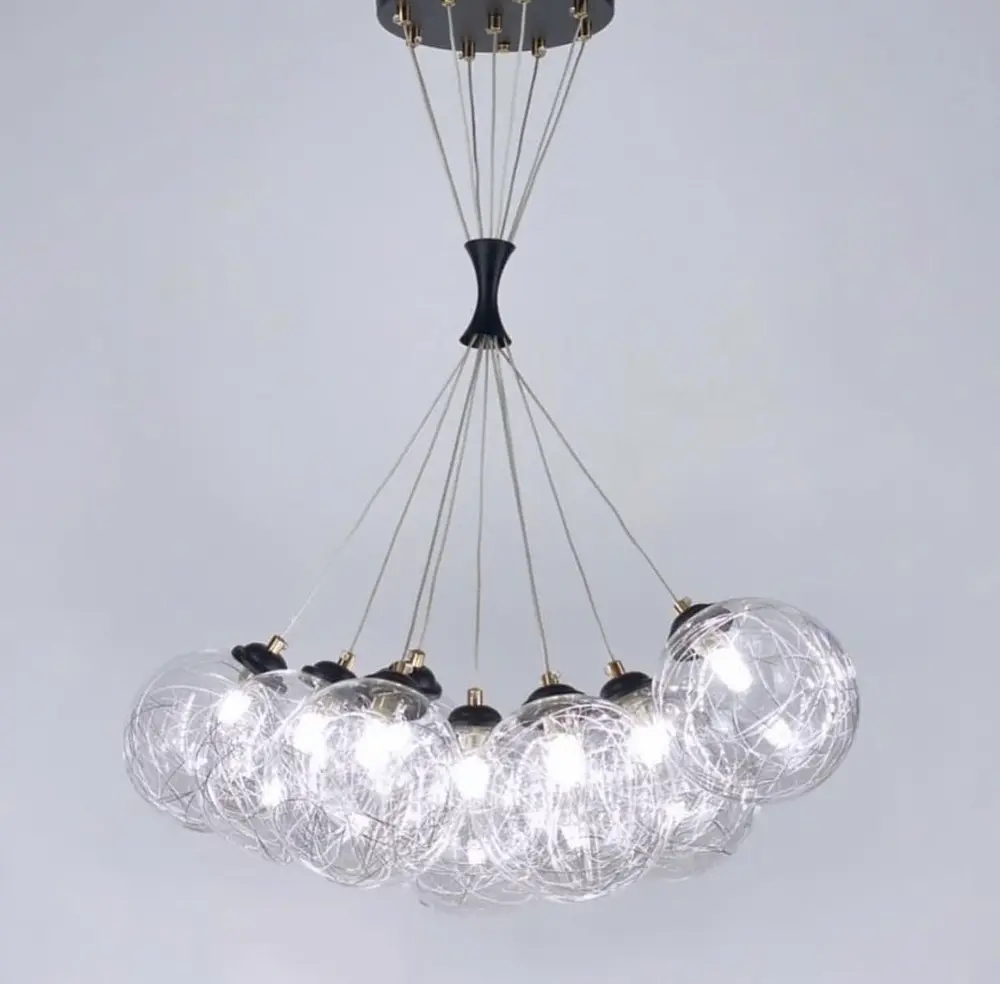 Подвесной светильник Transparent Bubbles на 9 плафонов с металлической нитью Line.F 371/9 - фото 4