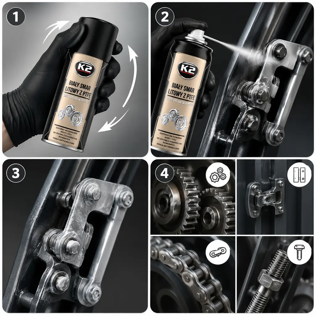Мастило Багатоцільове Літієве K2 White Grease PTFE 400 мл (W121) - фото 2