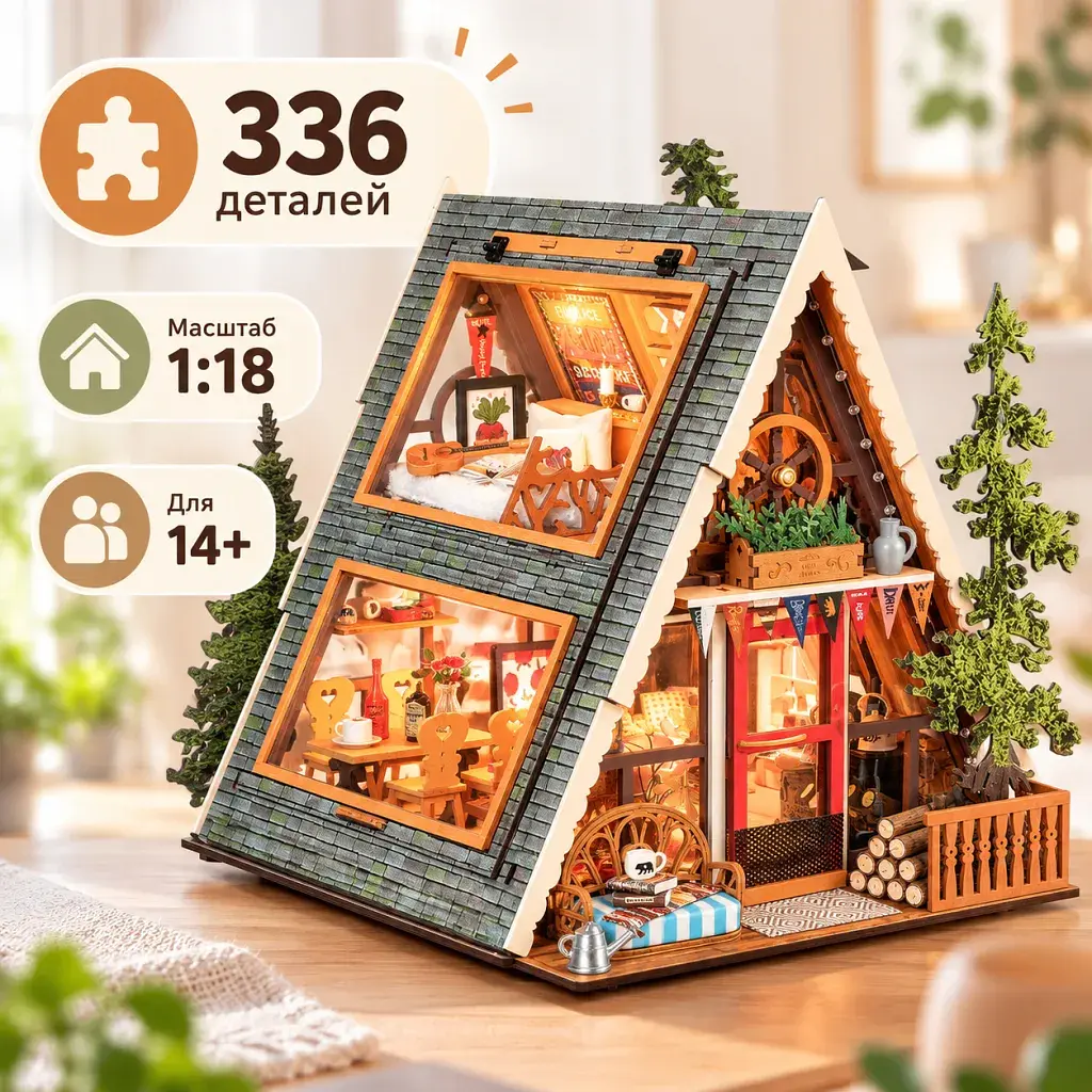 Конструктор Robotime Rolife дерев'яний 3D Затишний котедж (DG181) - фото 2