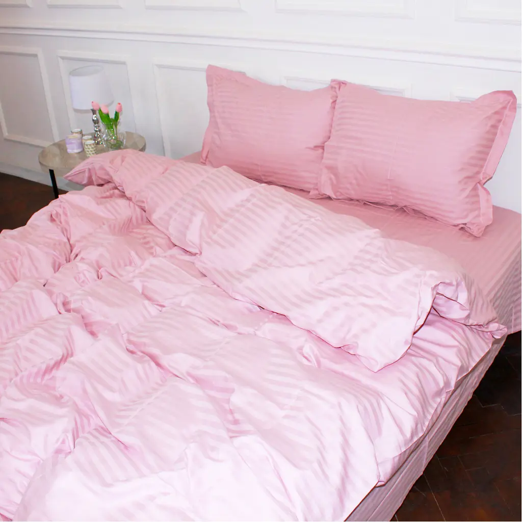Постільна білизна MirSon Satin Stripe 30-0007 Pink 220х240 King Size (2200005249895) - фото 3