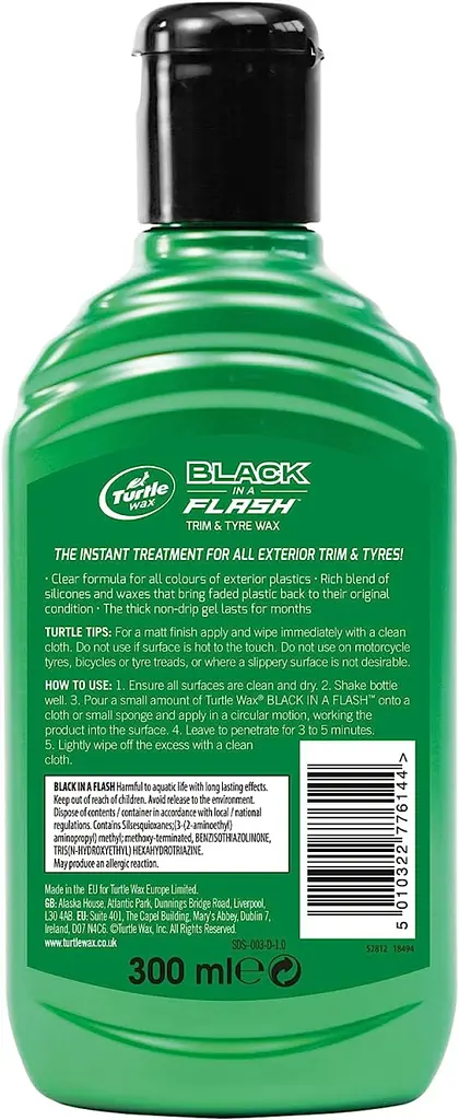 Відновник поверхонь гель поліроль для пластику та гуми Turtle Wax Black in a Flash 300 мл (52855/18458) - фото 2