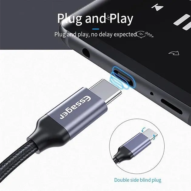 Адаптер Essager USB Type C 3,5 Jack/USB C 3,5 мм AUX для навушників (EZJE01-0G) - фото 3