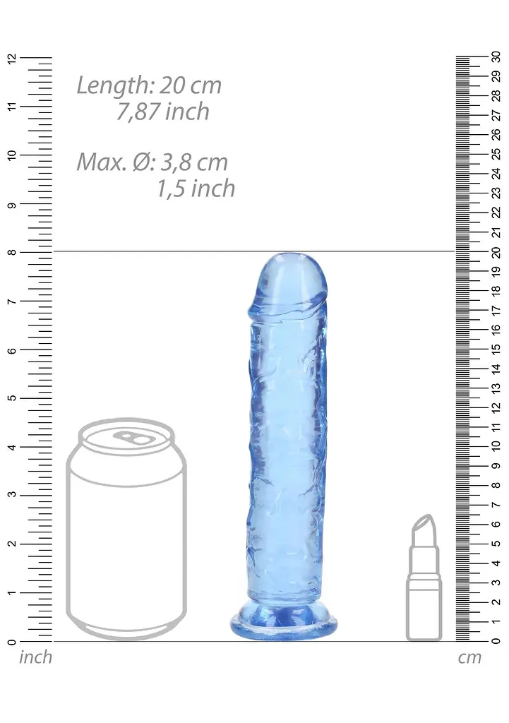Фалоімітатор RealRock Crystal Clear Realistic Dildo 7'' 20 см блакитний - фото 4