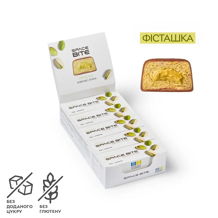 Батончики Spacefood Space Bite Protein Bar Pistachio, 10*45 грамм