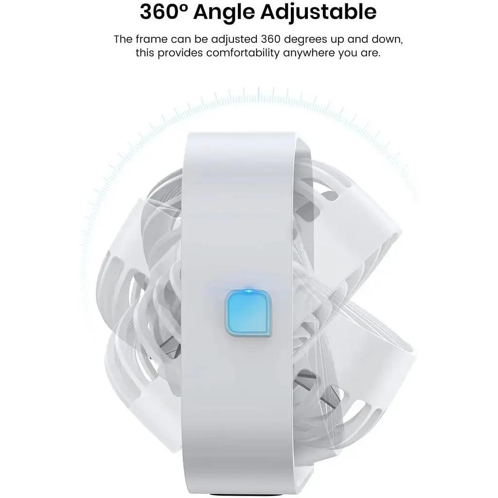 Портативный мини-вентилятор Topk K50 USB charging 360° rotating White - фото 4