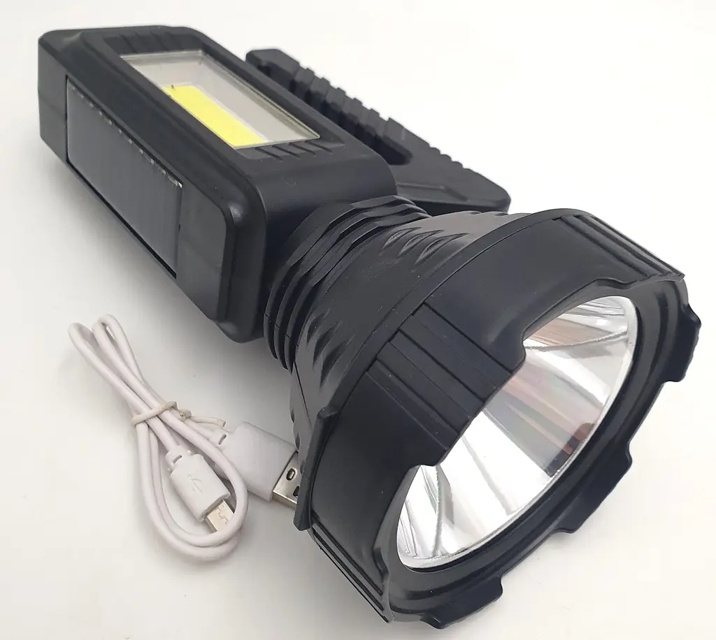 LED Ліхтар прожектор акумуляторний світлодіодний із сонячною батареєю та бічним COB світильником 4 режими освітлення UKC TY-831T - фото 2