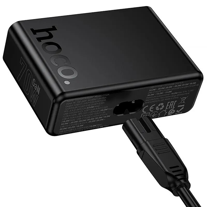МЗП C152A Modern PD70W 6in1 (5USB-C та 1USB-A) Black Hoco teh0029634 - фото 6