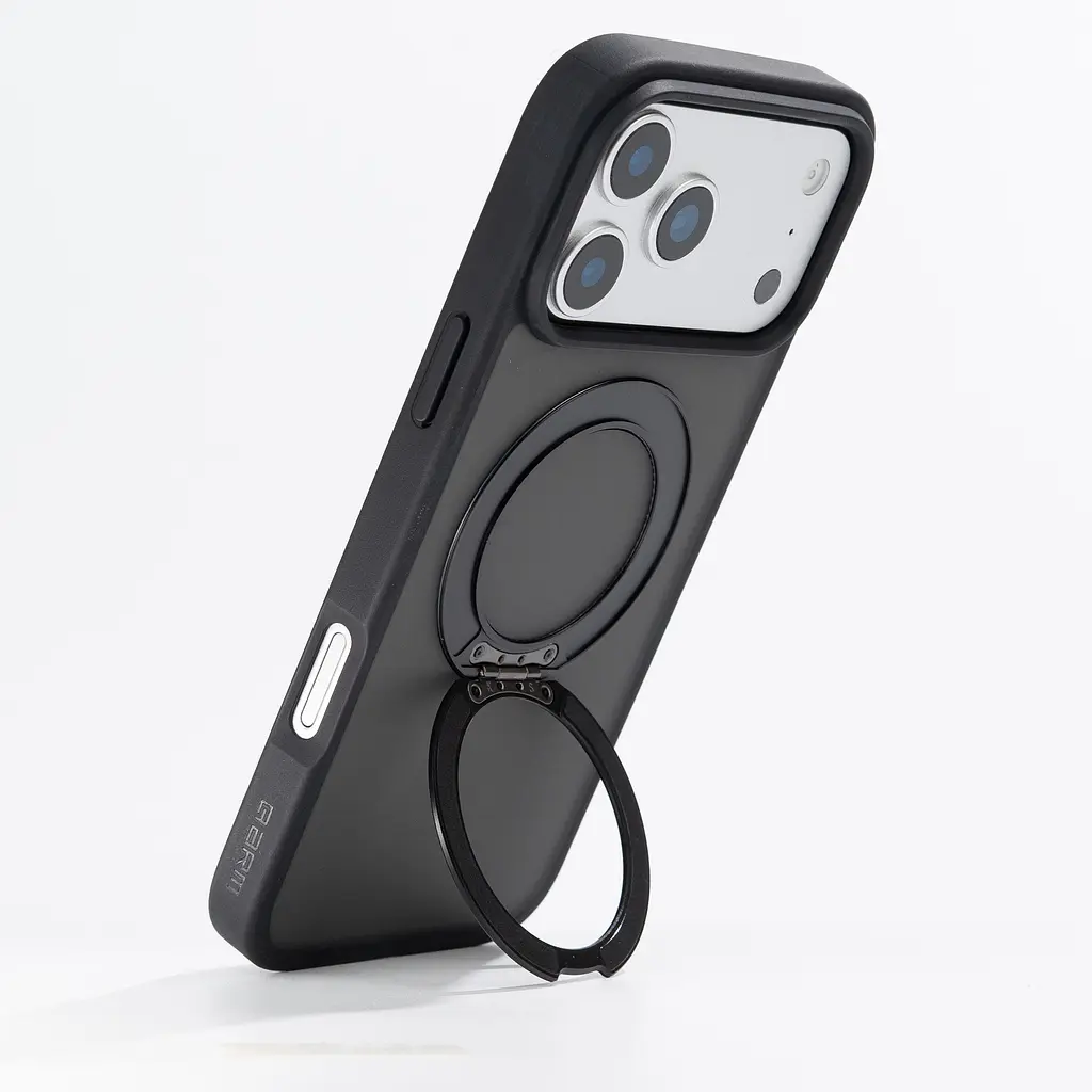 Противоударный чехол-панель для Apple iPhone 17 Pro Max, Unit Stand2, черный, силикон + поликарбонат, защита всего корпуса, с подставкой, поддержка магнитных держателей и беспроводной зарядки (MagSafe), ArmorStandart (ARM86337) - фото 5