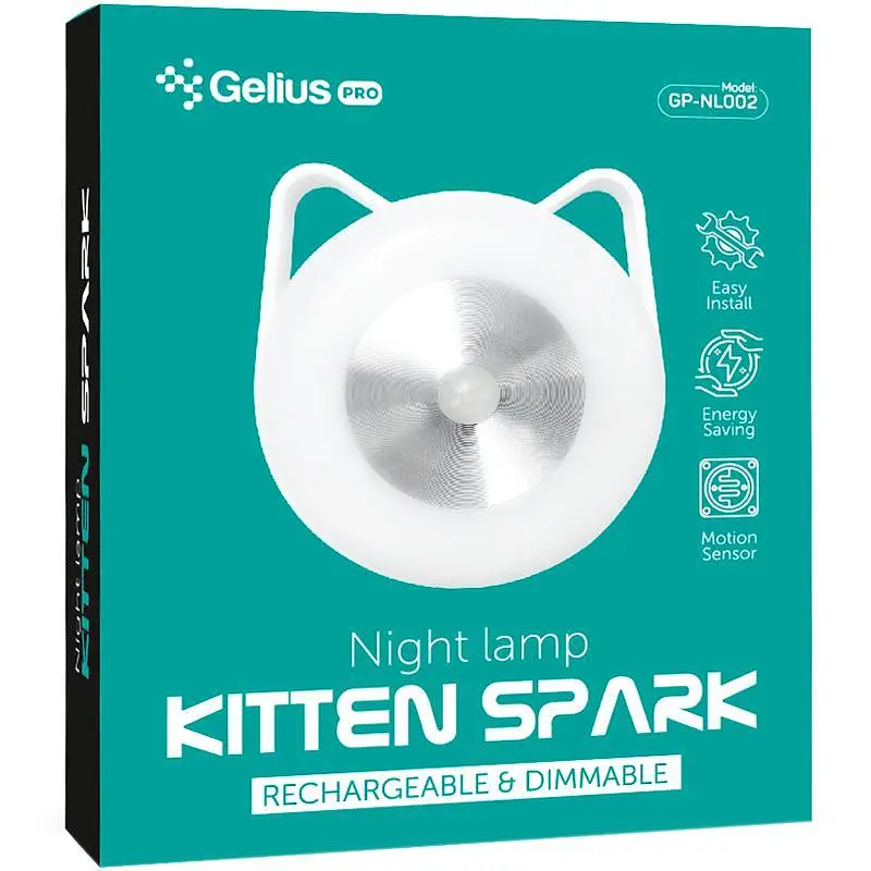 Нічна лампа нічник Gelius Pro Night Lamp KittenSpark GP-NL002 White - фото 2