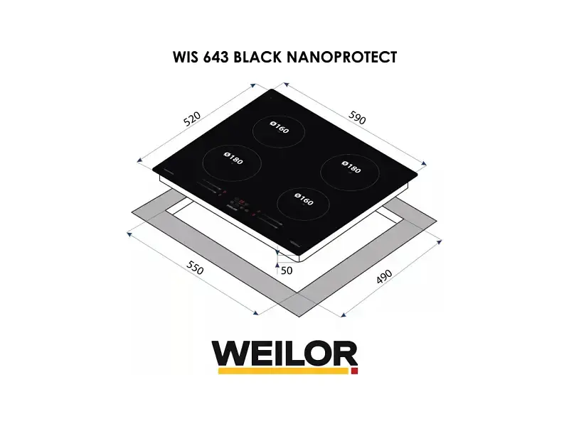 Варильна поверхня WEILOR WIS 643 BLACK NanoProtec - фото 2