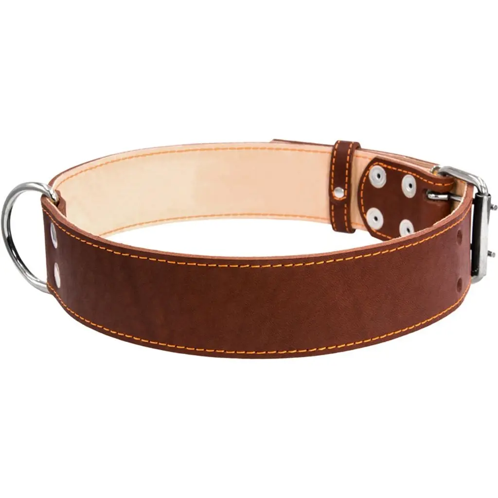 Ошейник двойной Collar, кожа, 56-68х4,5 см, коричневый - фото 3