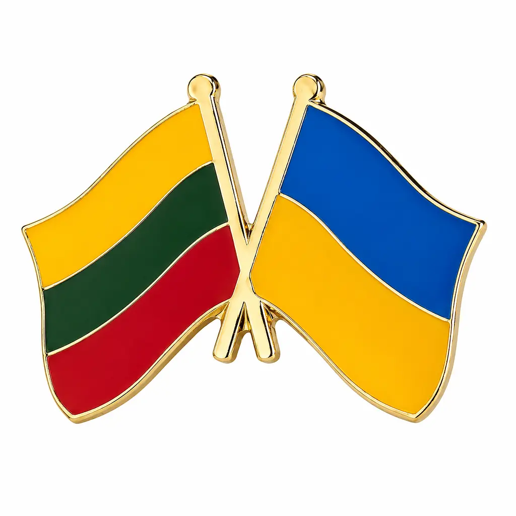 Подвійний значок-пін «Україна – Литва» 25 × 19 мм (00067)