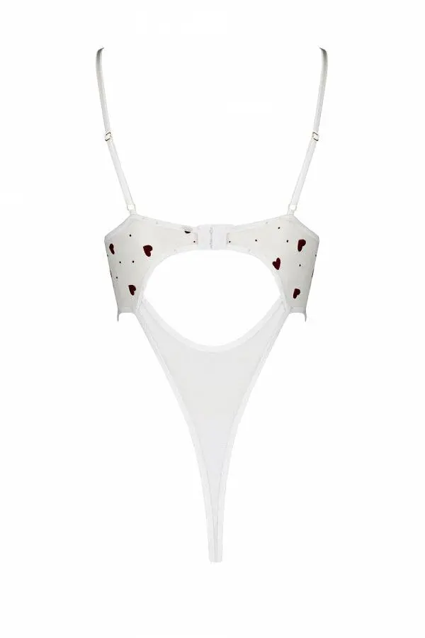 Спокусливе боді з серцем Passion Lovelia Body, L/XL, білий - фото 6