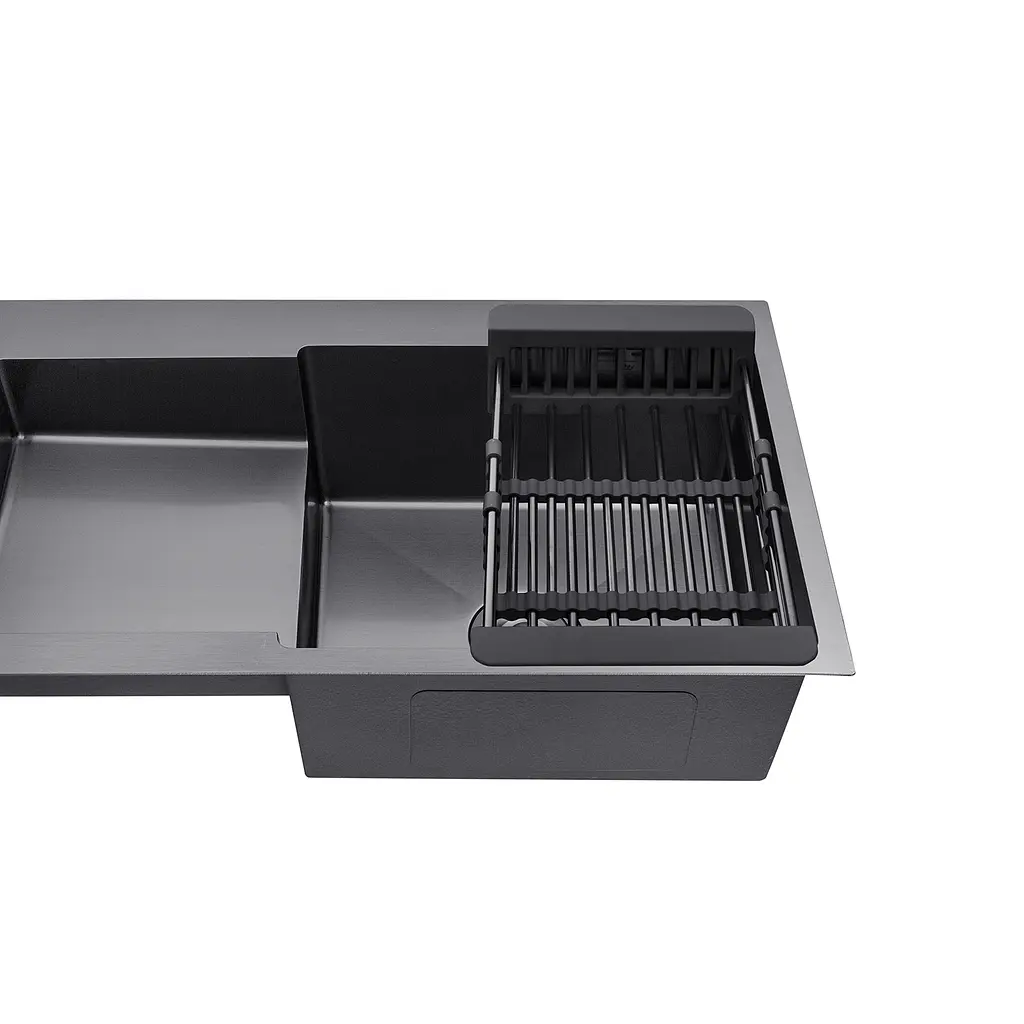 Кухонна мийка Kroner KRP Schwarze - 7848RHM PVD (3,0/1,0 мм) CV030024, Чорний - фото 6