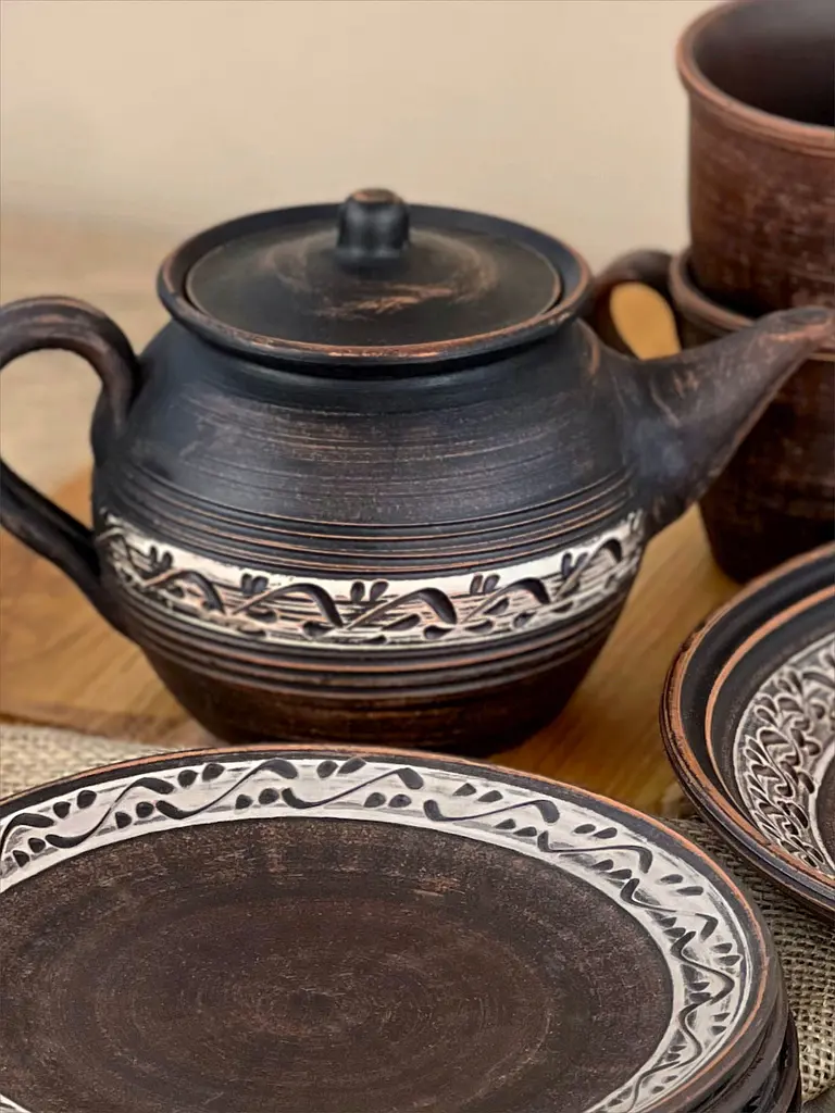 Набір керамічного (глиняного) посуду на 4 особи Ангоб - фото 2