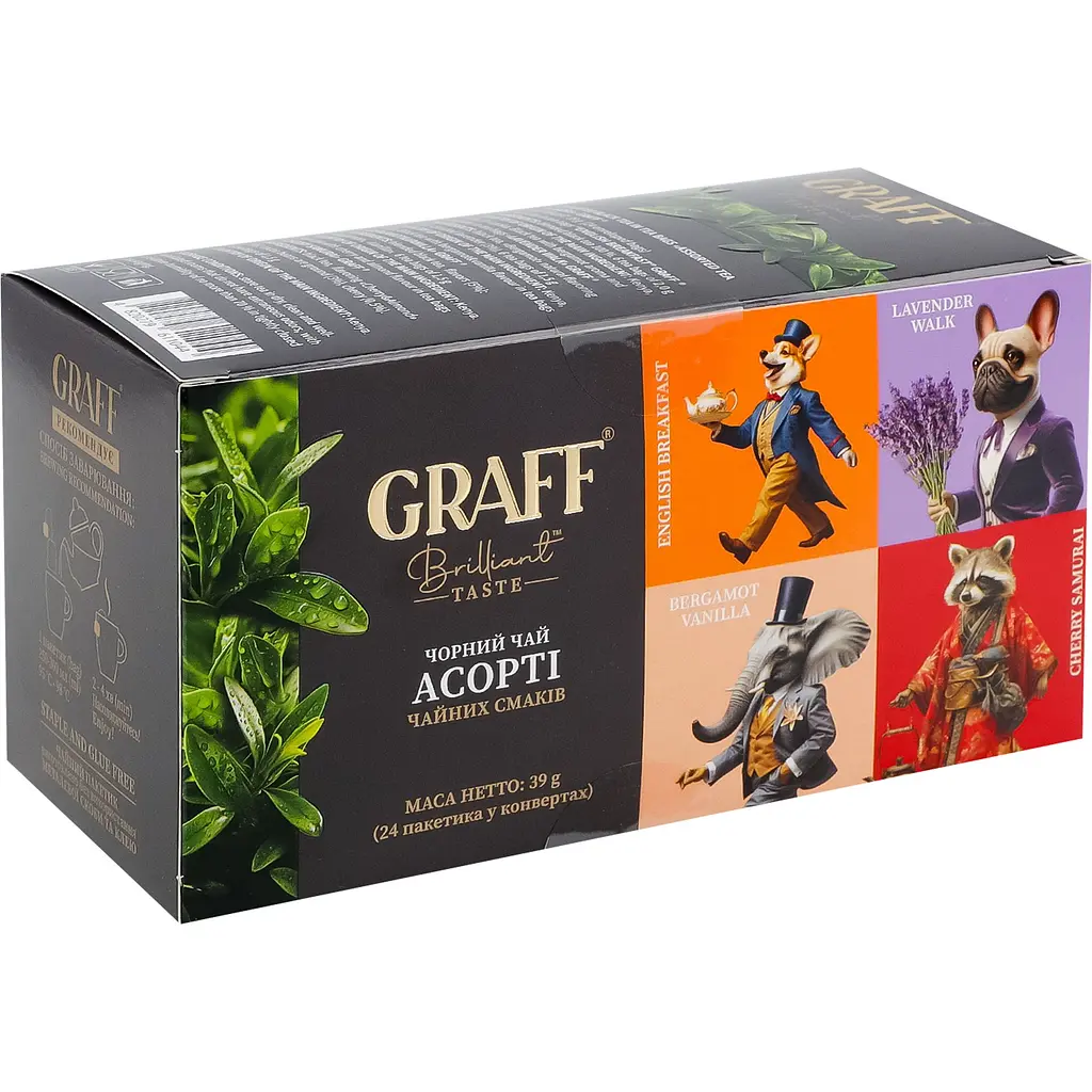 Чай черный байховый Graff Ассорти чайных вкусов 38.4 г (24 шт. x 1.6 г) - фото 3