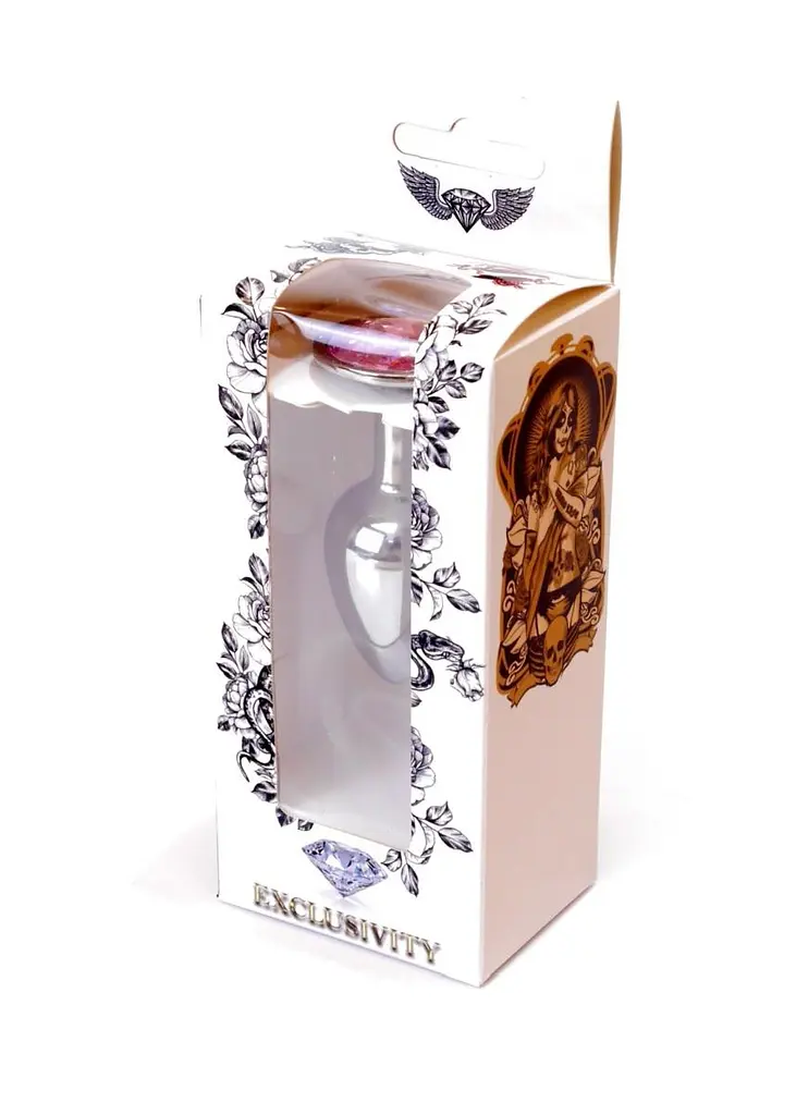 Металева анальна пробка з кристалом Boss Jewellery Silver Plug 7 см (рожевий) - фото 8