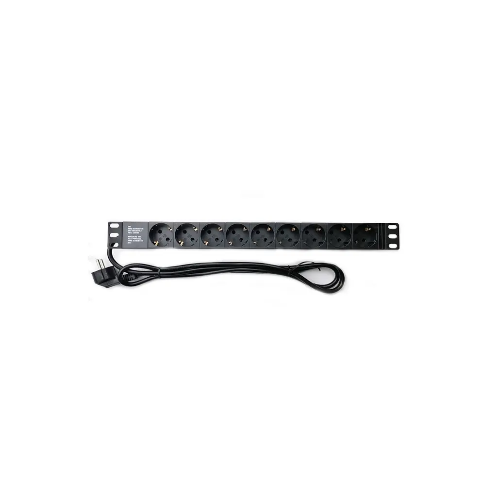Силовий блок 19" Eserver 9 розеток, кабель 1.8 м, алюмінієвий корпус PDU 220 В 16 А (WT-2261A-GER-9WAY) - фото 2