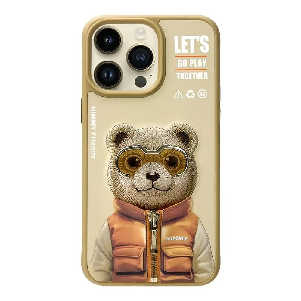 Чохол Nimmy 3D Matal Buttons Apple iPhone 15 Pro Bear Khaki