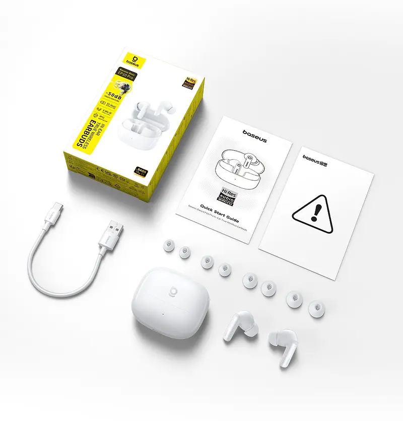 Бездротові навушники TWS Baseus Bass EP10 Pro In-Ear True Wireless Earbuds Moon White (A0010509) - фото 6