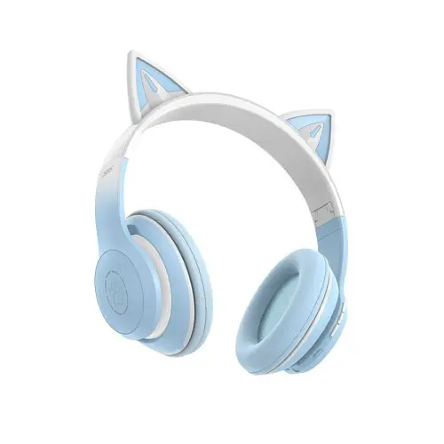 Навушники накладні XO BE38 Cats Ear Colourful Lights Headband сині - фото 3