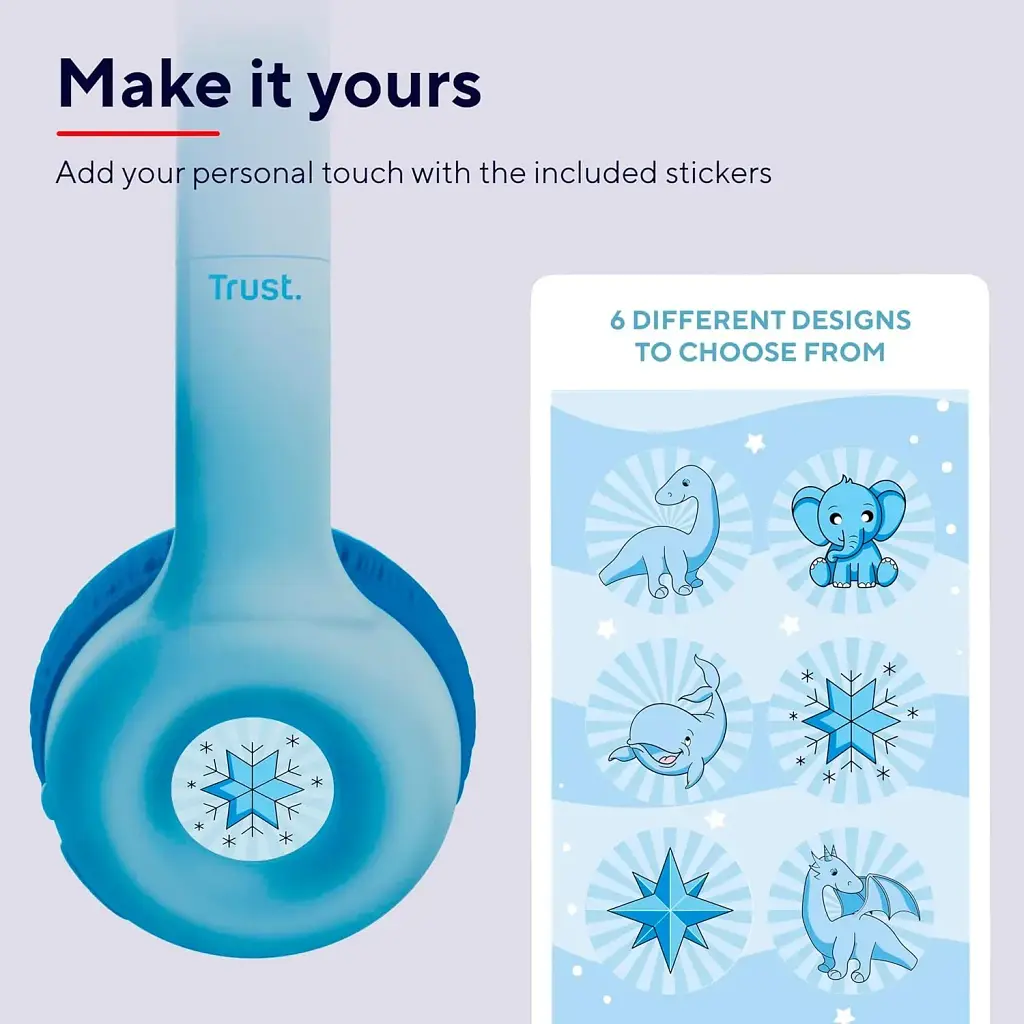 Наушники Trust On-ear Nouna Kids Wireless Mic синие - фото 7