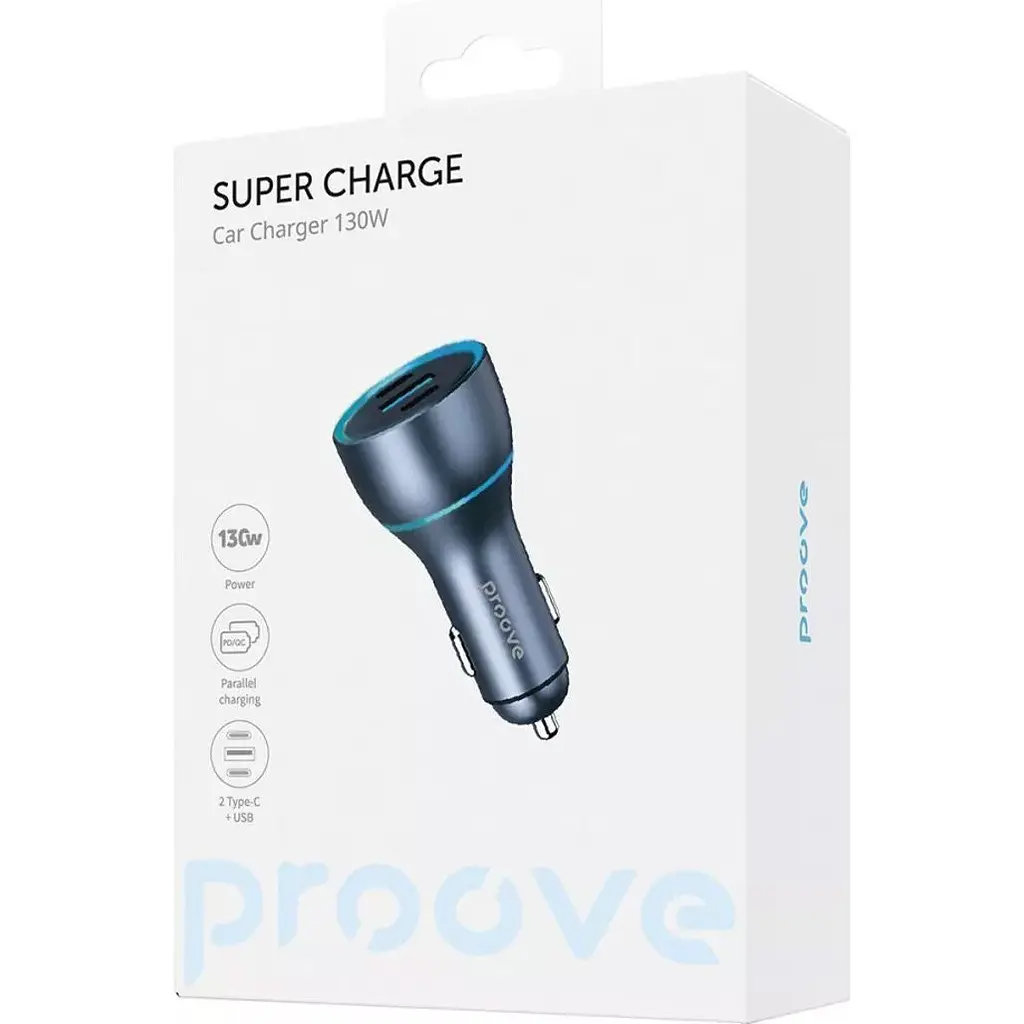 Автомобільний зарядний пристрій Proove Super Charge 130W 2хType-C + USB-A (ACSC13120004) Metal Gray [131658] - фото 5