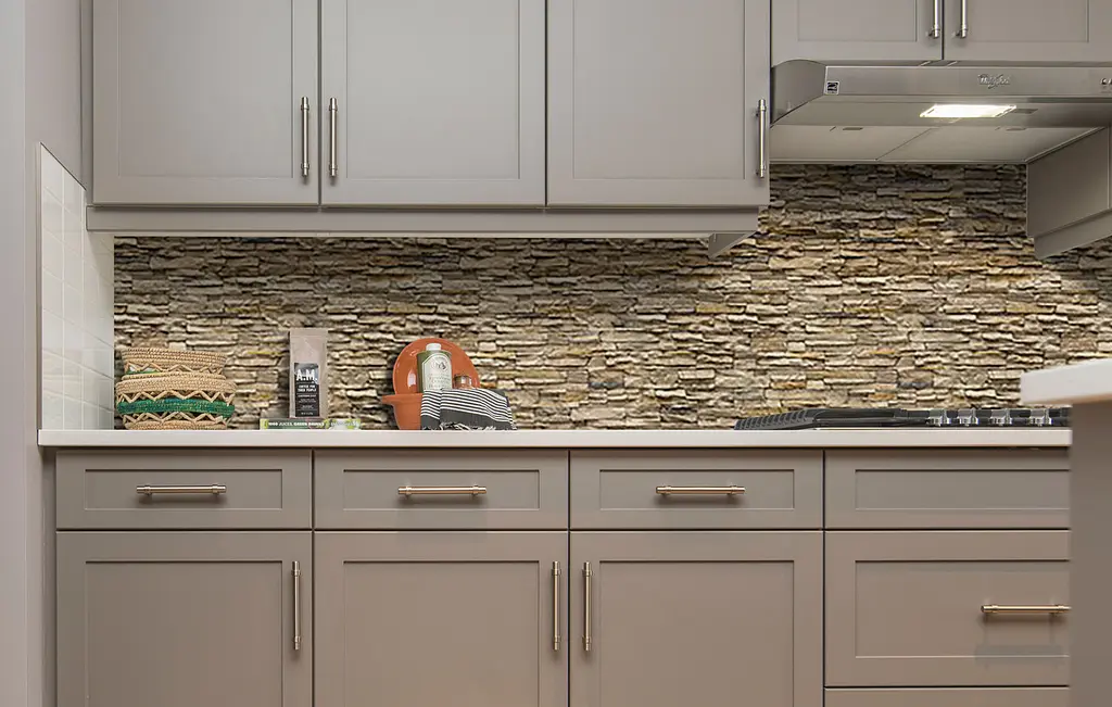 Кухонний фартух Happy Pocket Стіна з пісковика вінілова для кухні 65х250 см Текстури Коричневий Z183976 - фото 2