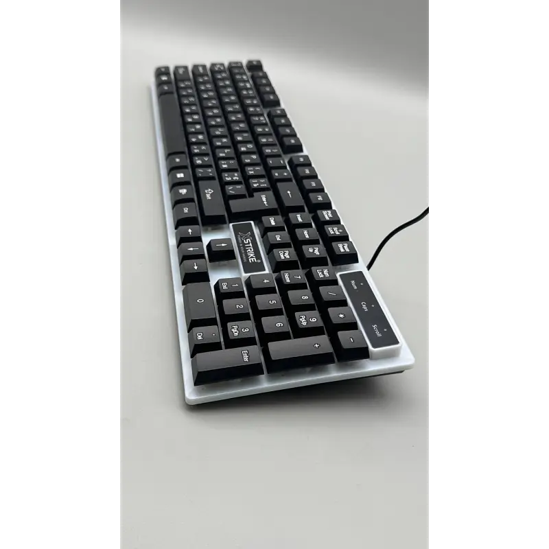 Повнорозмірна мембранна клавіатура провідна XSTRIKE X-1080 RGB USB із трьохмовною розкладкою UA/EN/RU та РГБ підсвічуванням та ніжками підключення USB-A 104 клавіші Чорний з сірим - фото 4