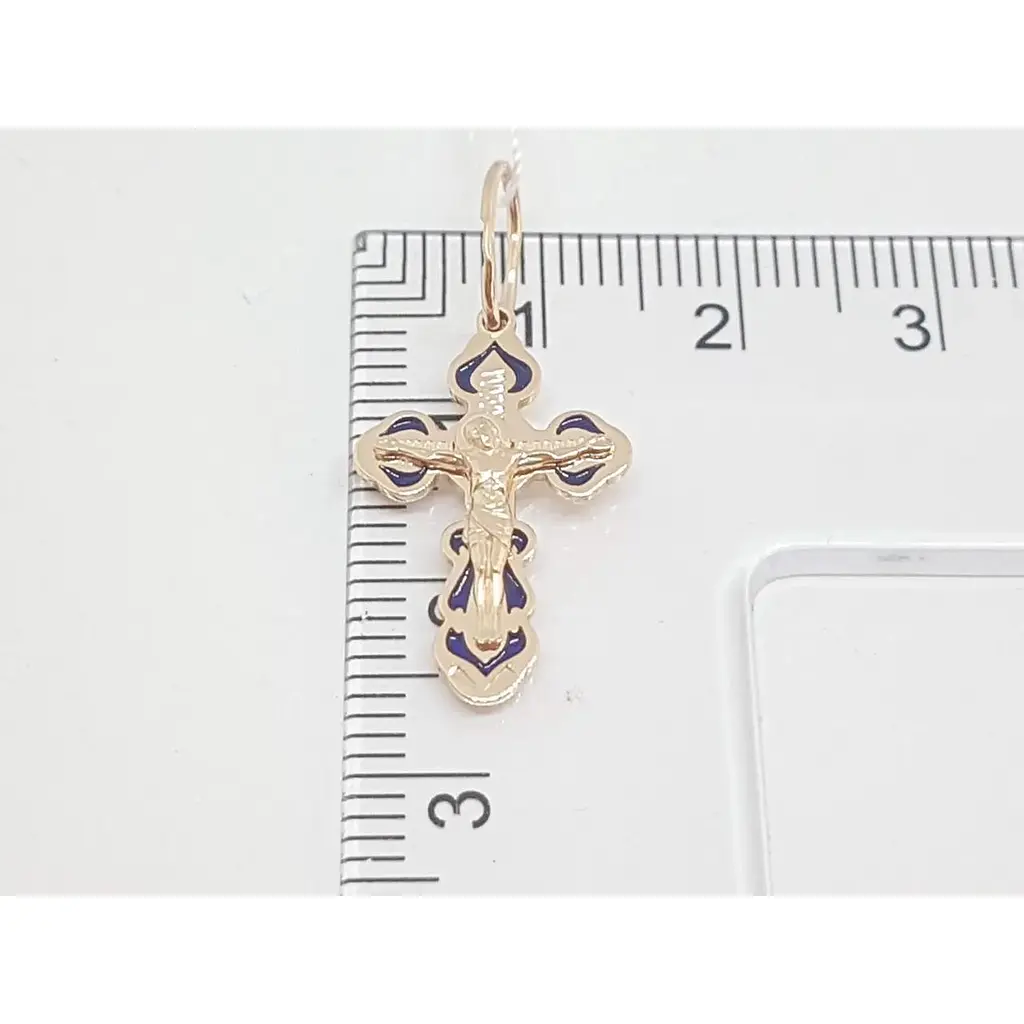 Золотий хрестик Харківська ювелірна фабрика з емаллю. Розп'яття Христа. 169 - фото 5