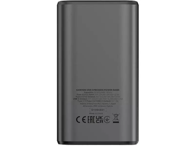 Зовнішній акумулятор (Power Bank) Canyon OnPower 130 10000mAh 30W Grey (CNS-CPB130DG) - фото 3