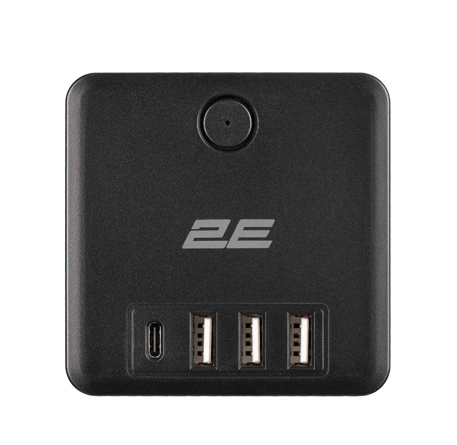 Сетевой фильтр-адаптер-тройник 2E AD431-BK 3xТипF, 16A, 2xUSB-A, 1x USB-C - фото 5