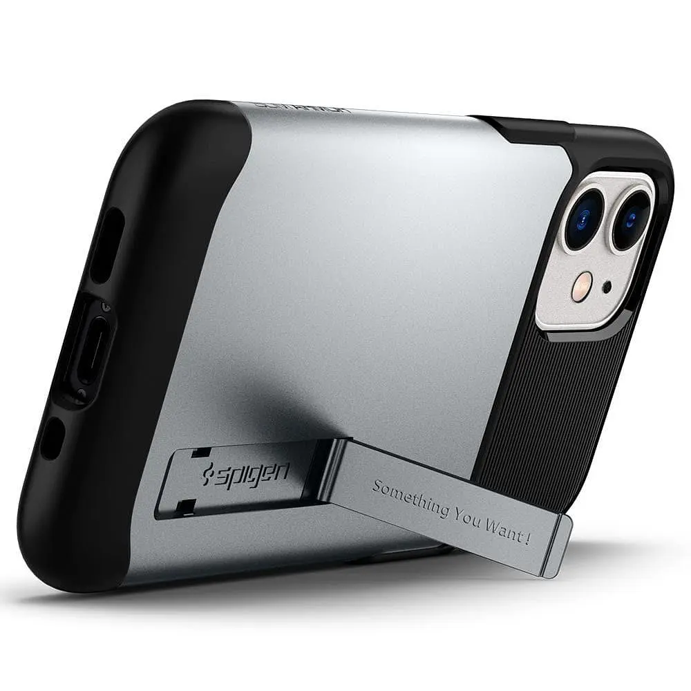 Чохол протиударний із підставкою Spigen Slim Armor ACS01548 для iPhone 12 Mini (5.4") Satin Silver - фото 9