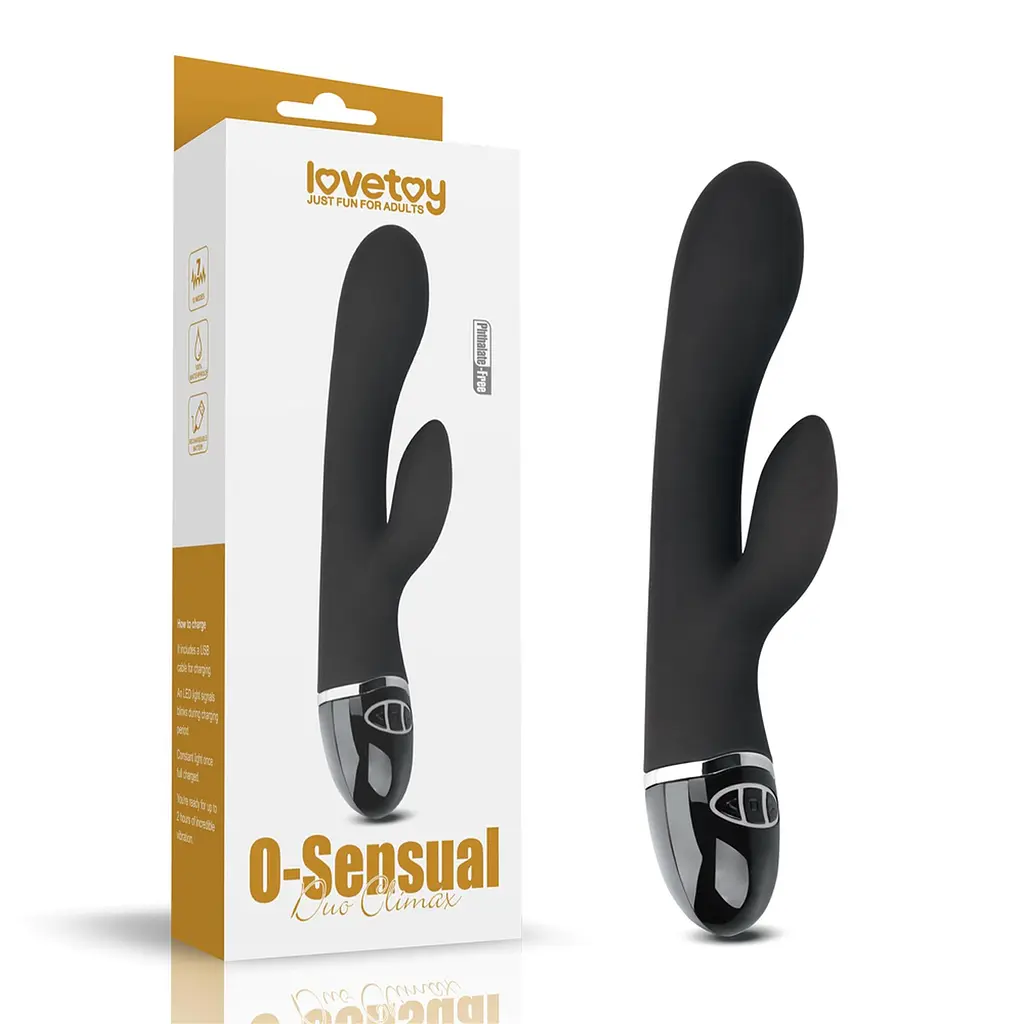 Вібратор кролик Lovetoy O-Sensual Clit Duo Climax 21 см чорний - фото 2