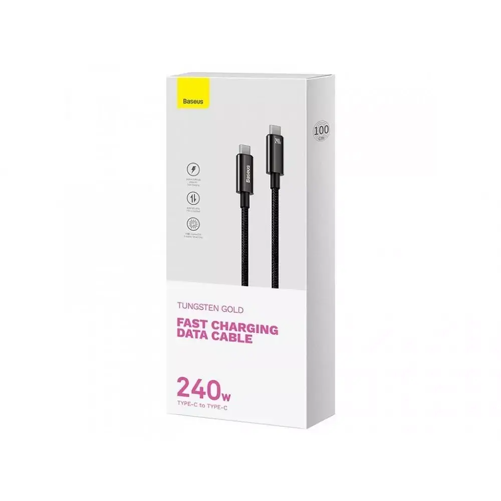 Кабель Baseus Tungsten Gold Fast Charging Cable Type-C to Type-C 240W 2m CAWJ040101 Black - фото 5