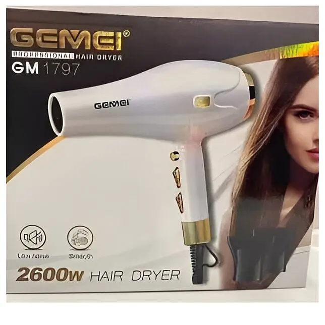 Фен для волос Gemei GM-1797 с концентратором 2600 Вт Белый  - фото 4