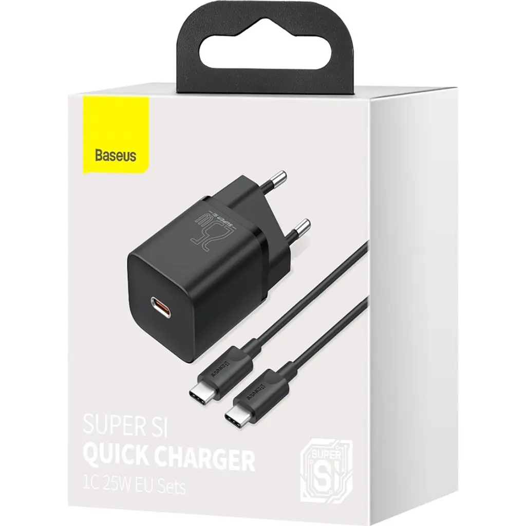 Зарядний пристрій Baseus 1xUSB 25W (USB-C) + Cable Type-C black (TZCCSUP-L01) - фото 8