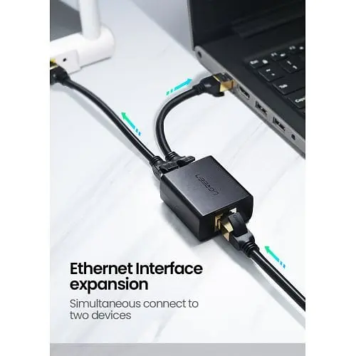 Спліттер Ugreen CM210 RJ-45 1 To 2 Ethernet Converter 2 pcs (50923) чорний - фото 2