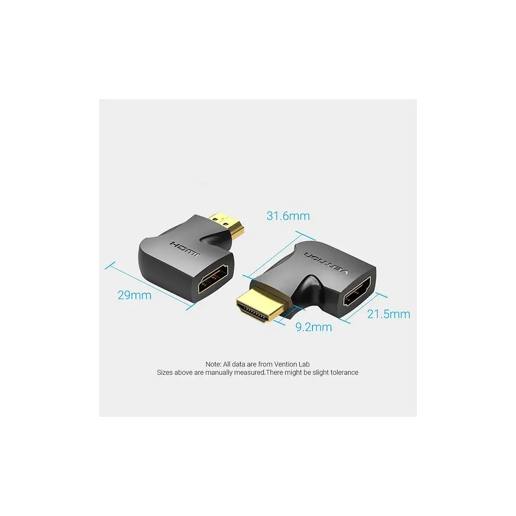 Перехідник HDMI M to HDMI F 4K60Hz 90° corner black Vention (AIPB0) - фото 4