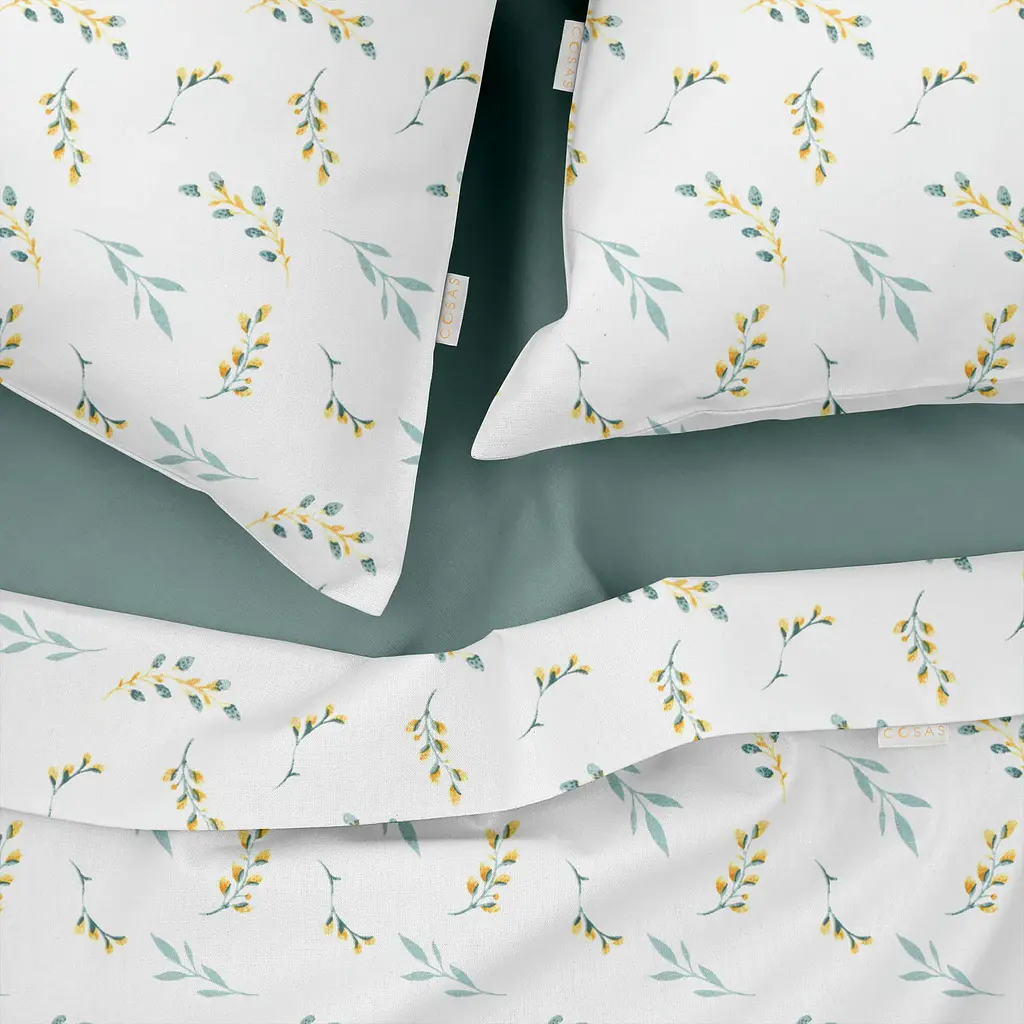 Комплект постільної білизни Cosas Pine branchlets Євро м'ята (BudYellowMint_El-104Ashmint_200) - фото 3