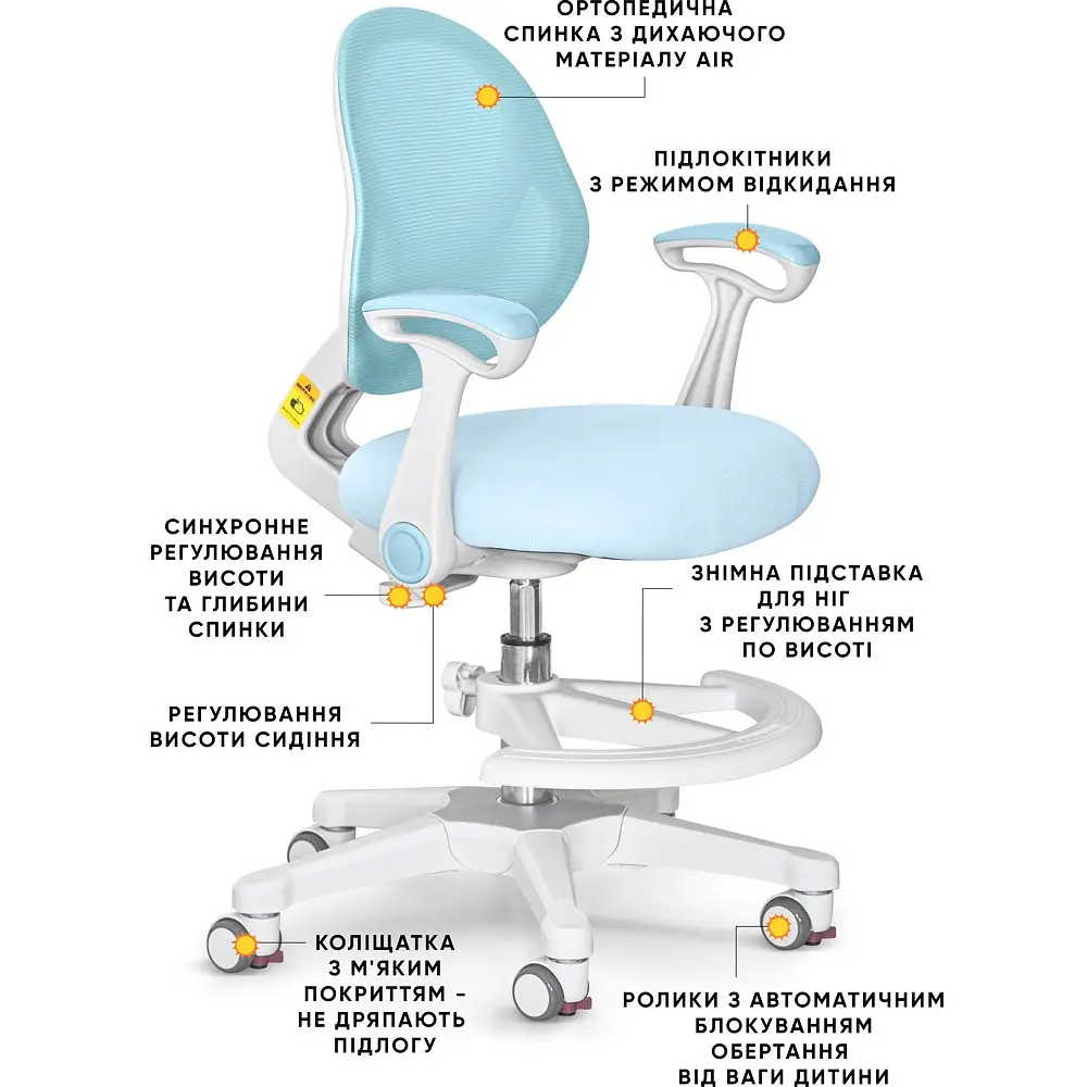 Детское кресло Evo-Kids Mio Air Blue (Y-307 KBL) - фото 3