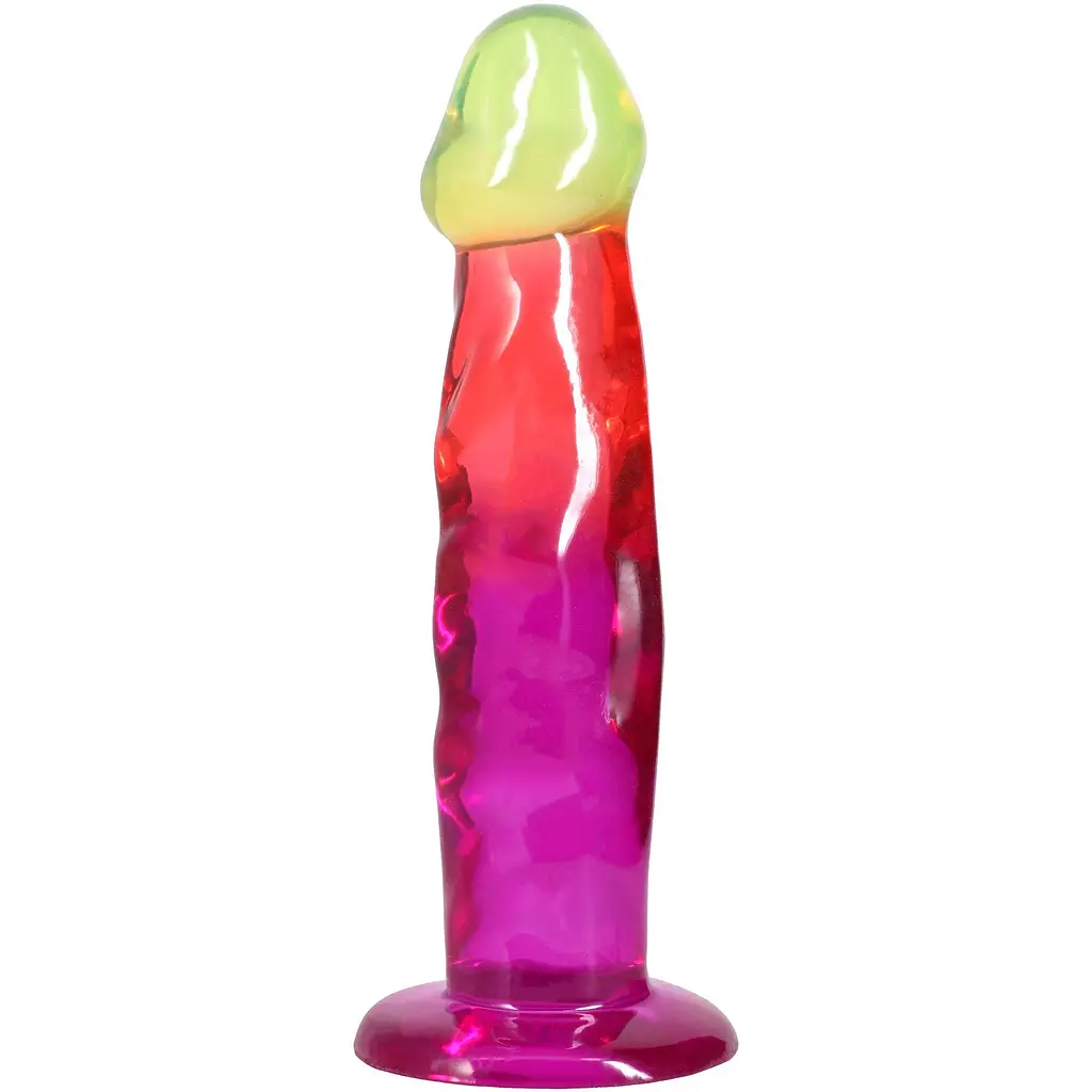 Ділдо Doc Johnson Crystal Jellies 7.5 Inch Rainbow, 19.1 см