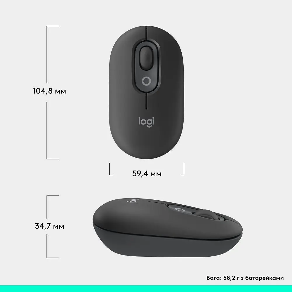 Миша бездротова Logitech Pop Mouse with Emoji Graphite (910-007412) - фото 2