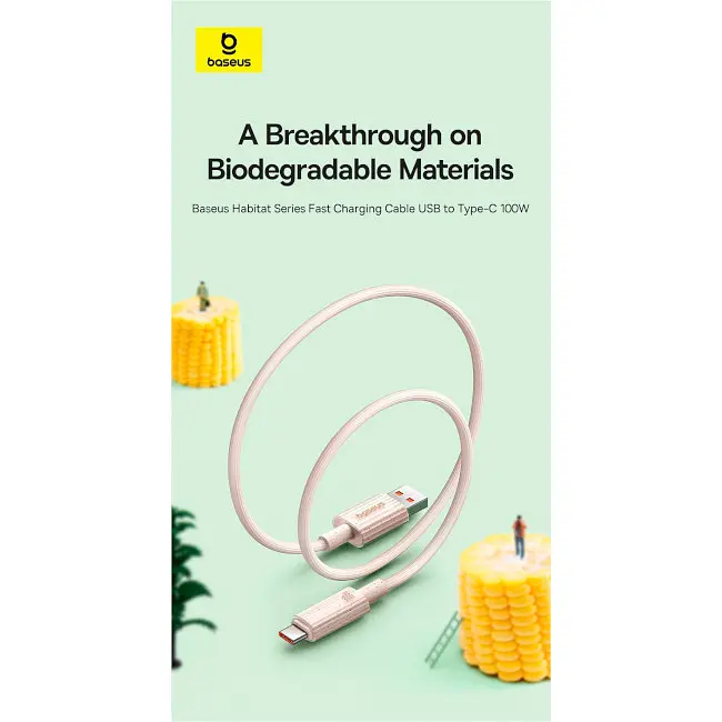Кабель Baseus Habitat Series Fast Charging Cable USB to Type-C 100W 2m P10360203421-01 Pink - фото 5