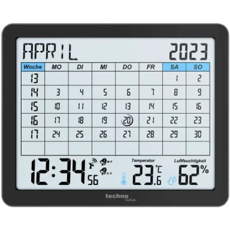 Настільний годинник Technoline календар WT2600 Black (DAS302467)