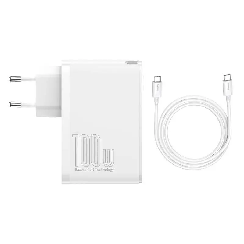 Адаптер мережевий - блок - зарядний пристрій BASEUS GaN2 Pro 4 порти 100 W 5 A (CCGAN2P-L02) білий - фото 2