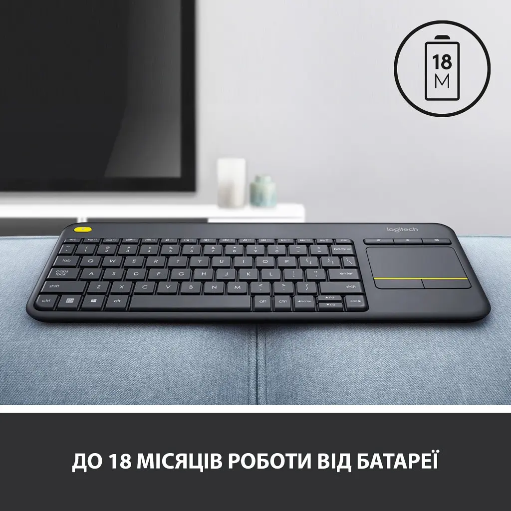 Клавиатура Logitech K400 Plus Touch Wireless UA Black (920-007145) - фото 7